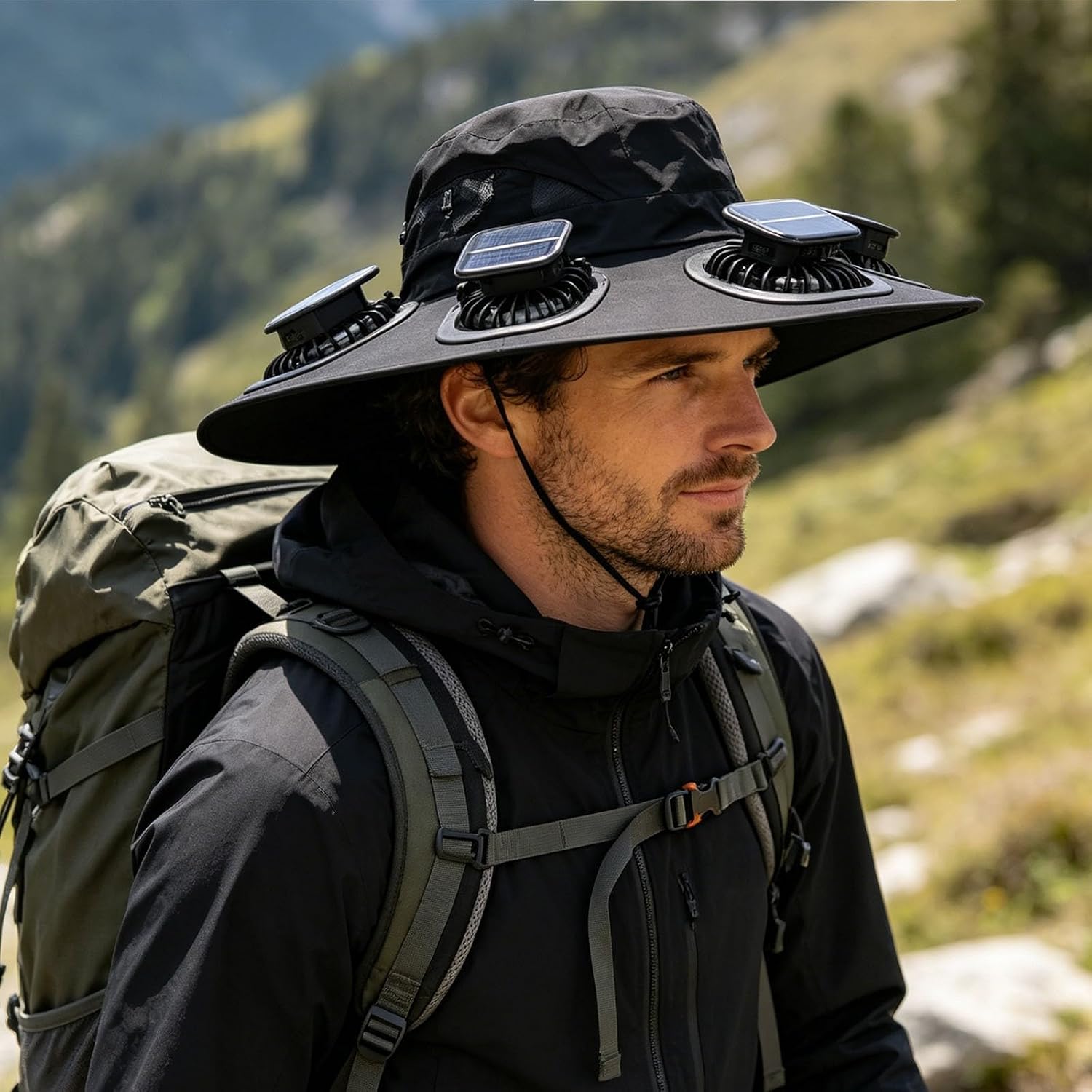 Outdoor Camping Ventilator - Topi Visor 6 Kipas Pendingin Musim
