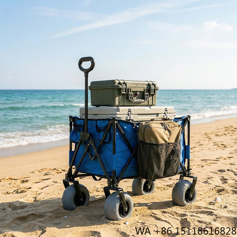 Outdoor Camping Furniture - Gerobak Pantai Lipat Berbahan Logam dengan