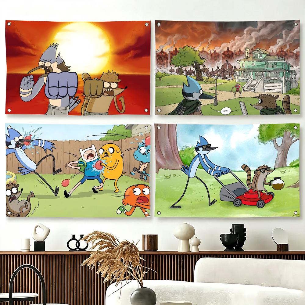 Outdoor Camping Show - Bendera Kartun Komedi Surealis R-Regular Show