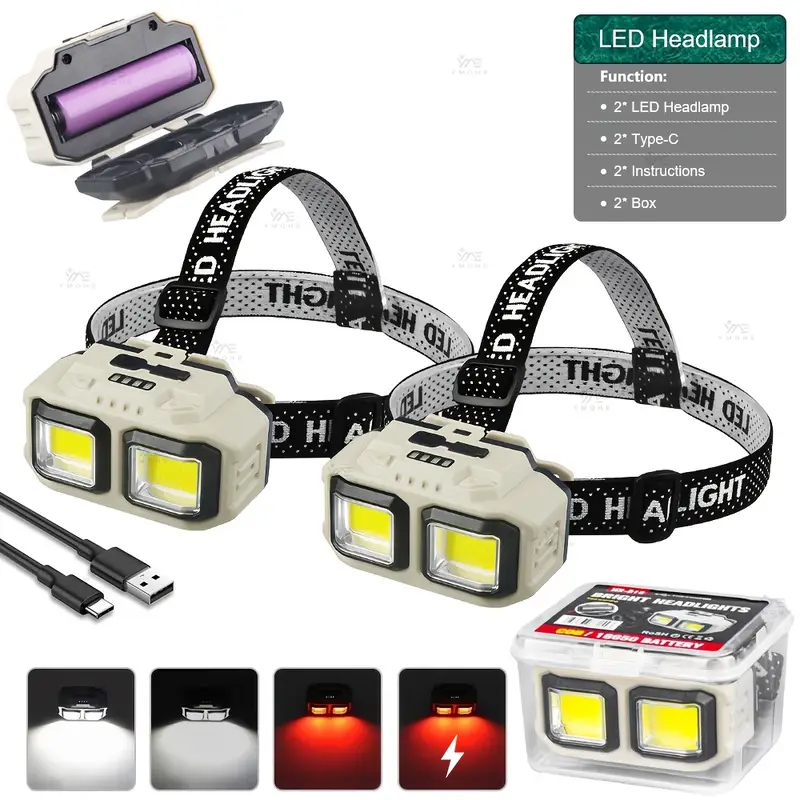 Headlamp - Lampu Depan LED COB Lampu Depan