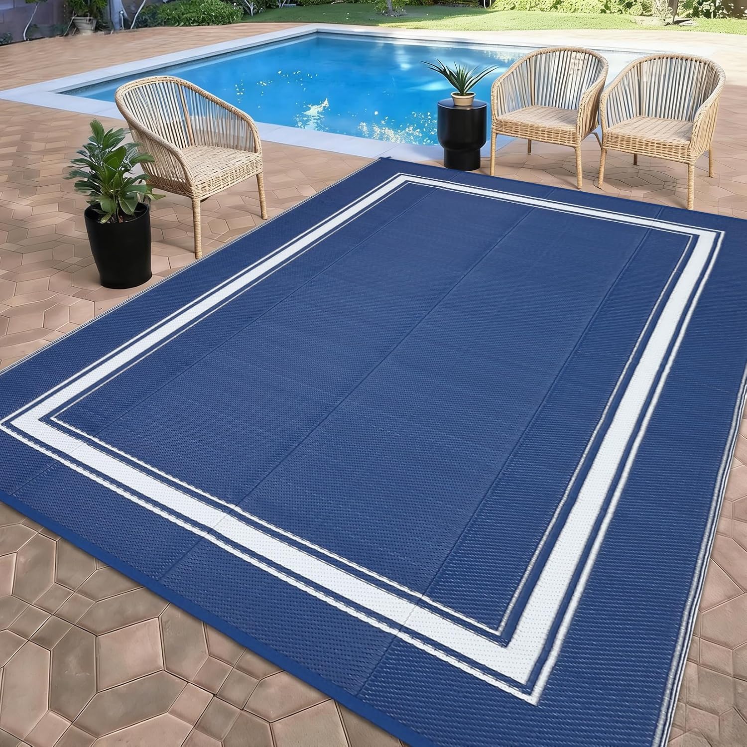 Outdoor Camping Rugs 8X10 - Karpet Luar Ruangan 8x10/9X12FT, Karpet Ruang