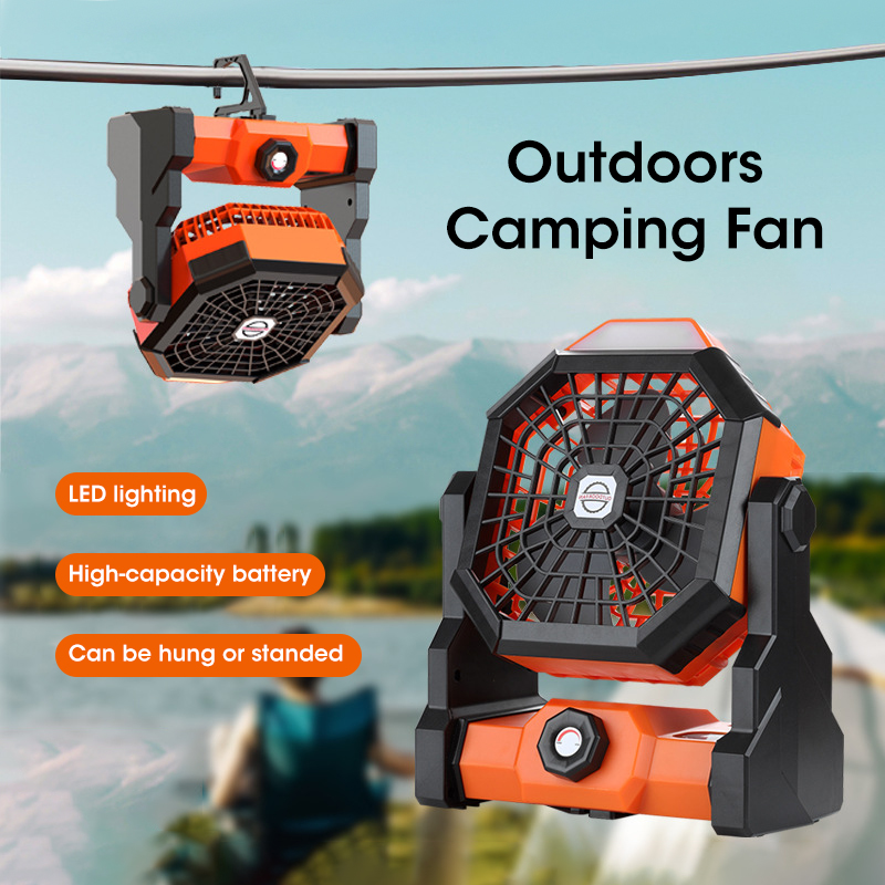 Outdoor Camping Ventilator - Kipas Kemah 10000mAh, dengan lentera LED
