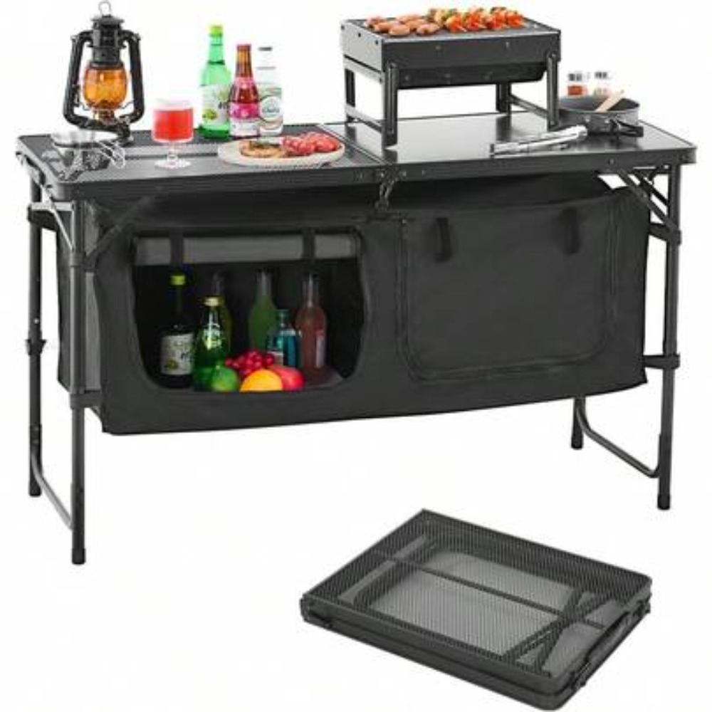Outdoor Camping Kitchen Setup - Meja Dapur Lipat untuk Berkemah, Stasiun