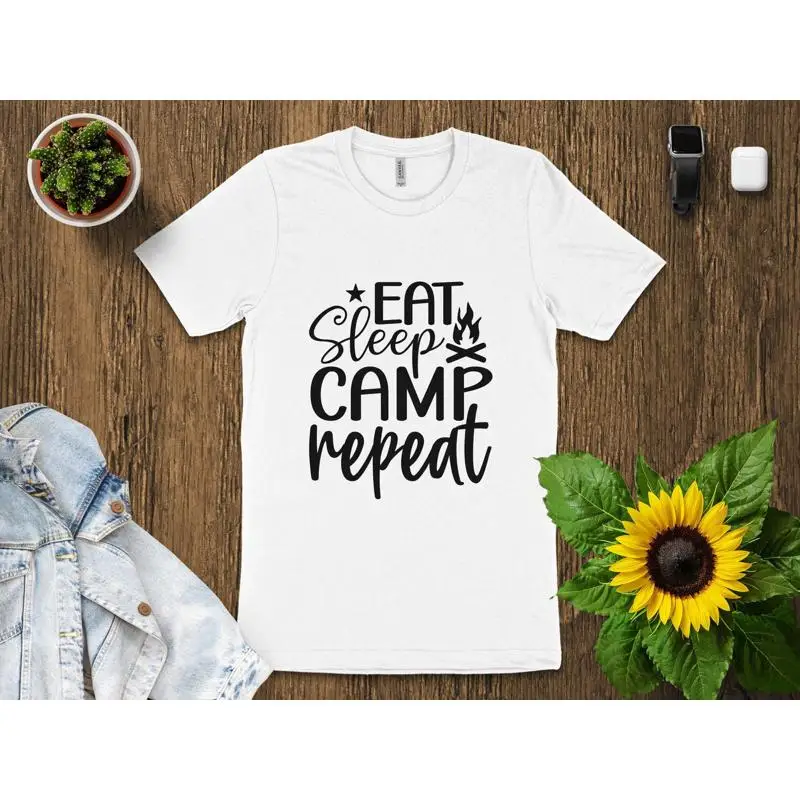 Outdoor Camping Adventures - Kaos Eat Sleep Camp Repeat Penggemar