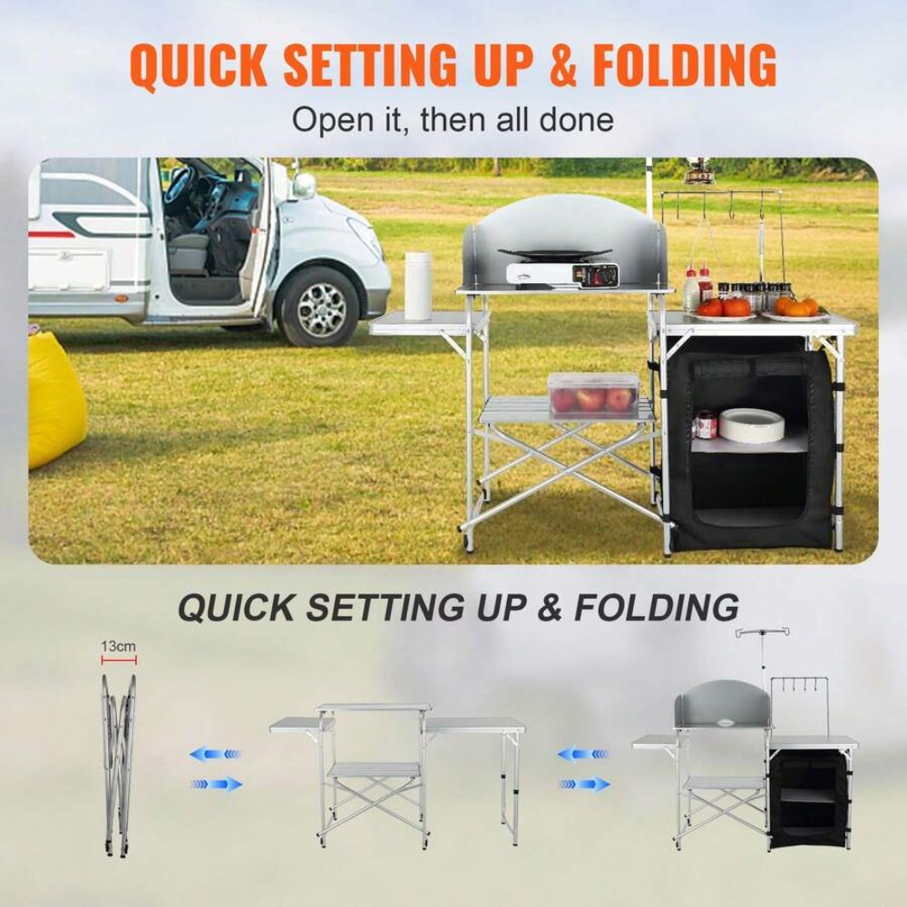 Meja Dapur Lipat untuk Berkema - Outdoor Camping Kitchen Setup ulasan dan harga
