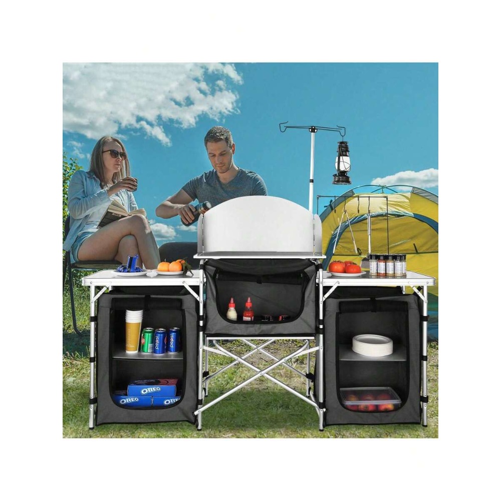Meja Dapur Lipat untuk Berkema - Outdoor Camping Kitchen Setup ulasan dan harga