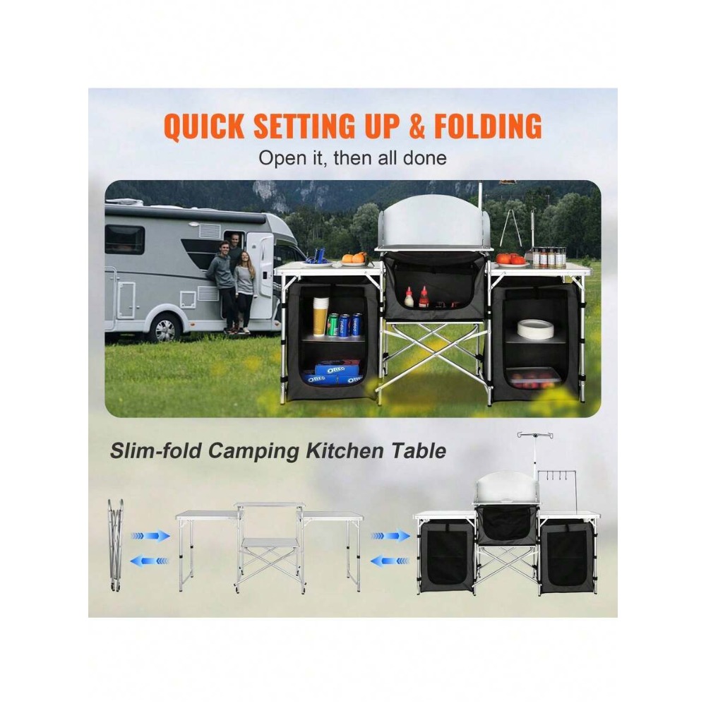 Meja Dapur Lipat untuk Berkema - Outdoor Camping Kitchen Setup ulasan dan harga